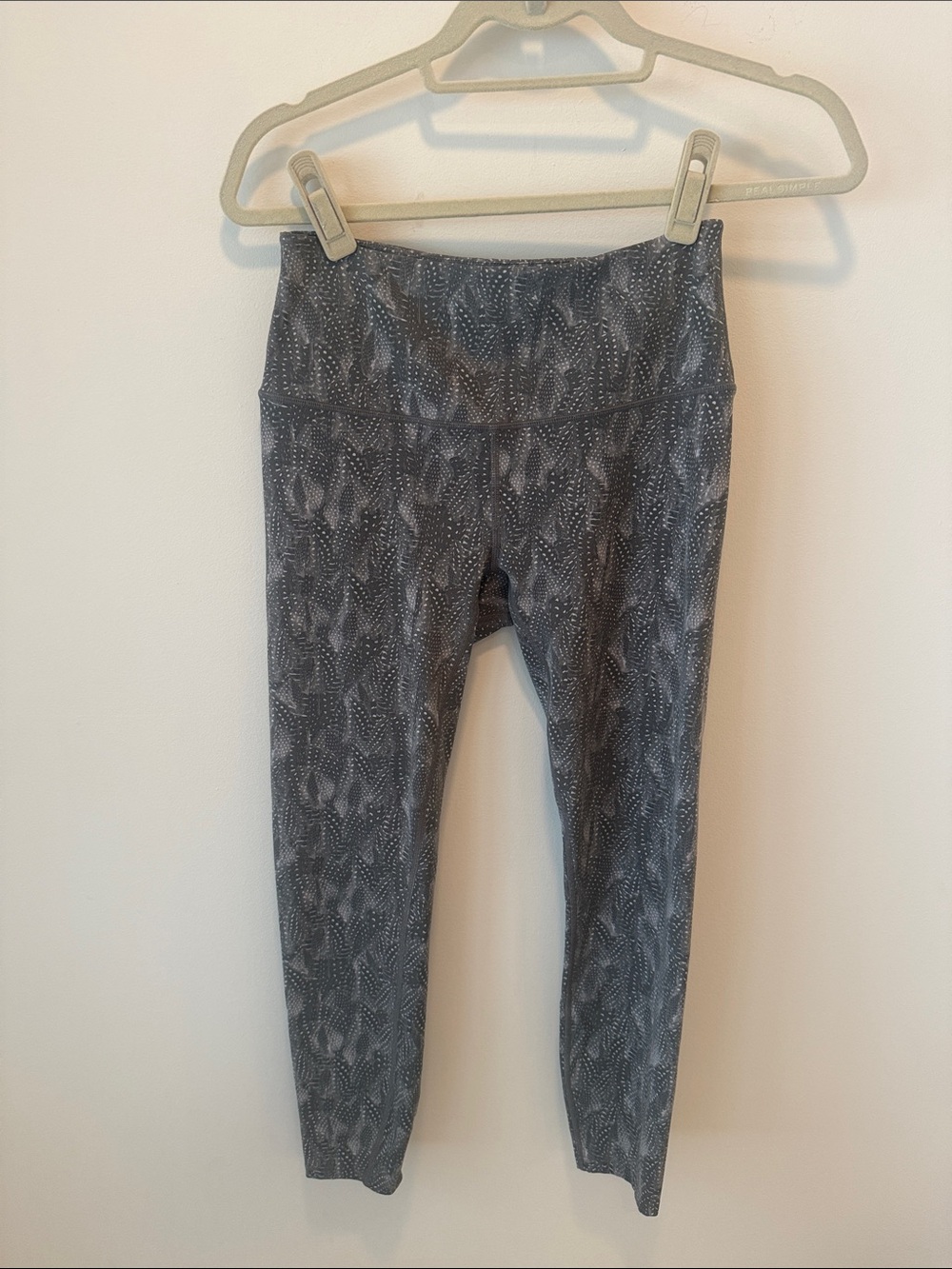 Varley Gray Patterned High-Rise 7/8 Medium Leggings